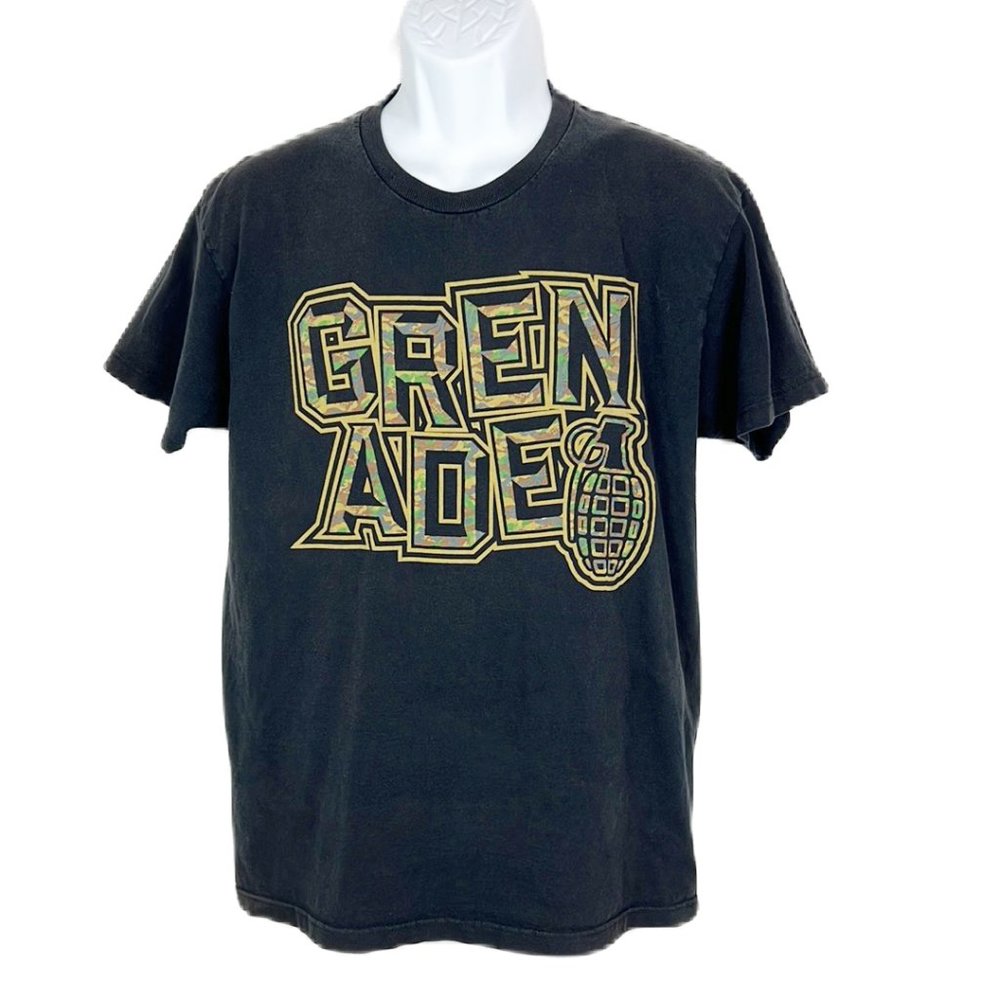 Grenade Shirt Men Medium Medium Black Graphic Spellout Short Sleeve Tee Casual